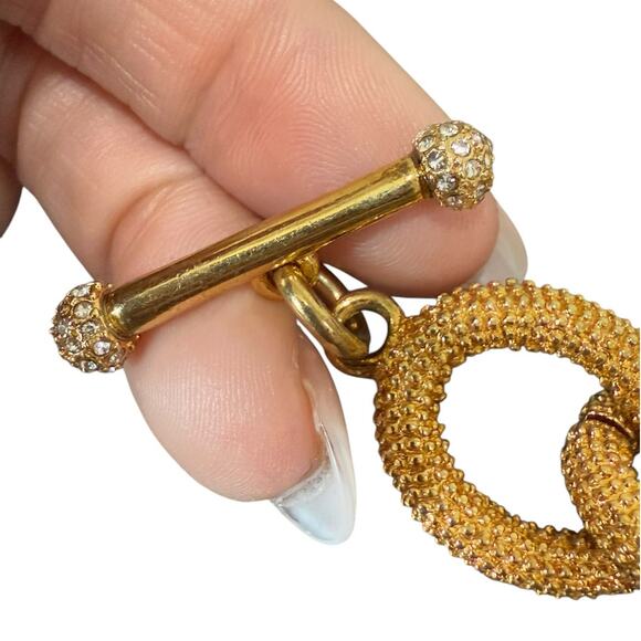 Chunky Goldtone Banana Republic Chain Link Statement Bracelet Signed Toggle Y2k - Picture 6 of 7